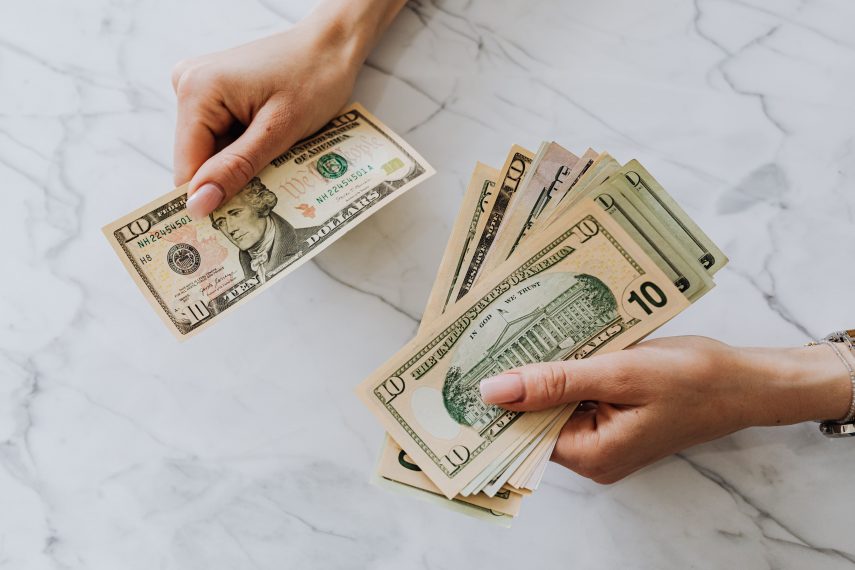 woman counting money